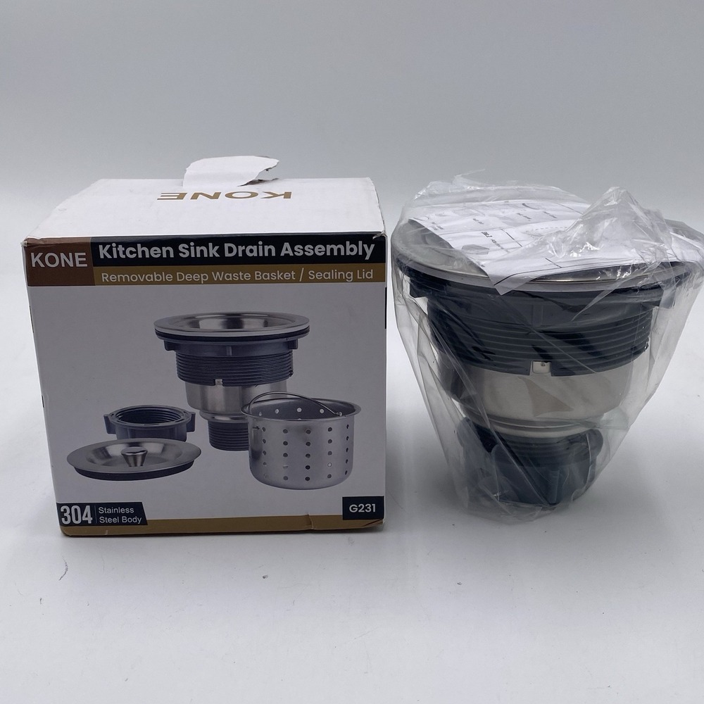 Kobe 3-1/2 Inch Sink Drain Assembly Kit Removable Deep Sink Strainer Basket G231